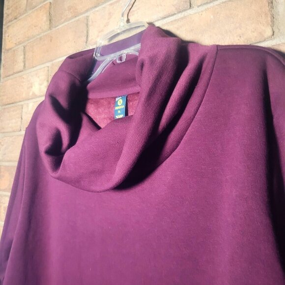 Xersion Women's Pullover Cowl Neck Sweatshirt w/Wrap Front in Wine - Size XL - Picture 2 of 11